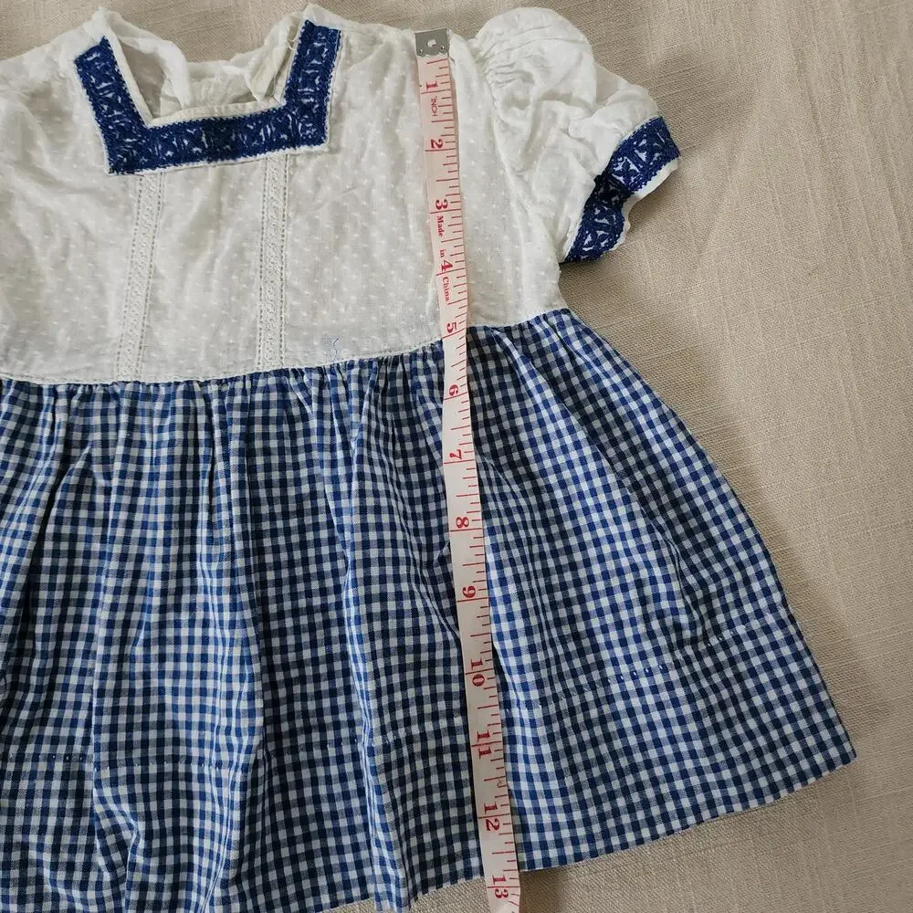 Vintage Gingham & White Dress 12 months